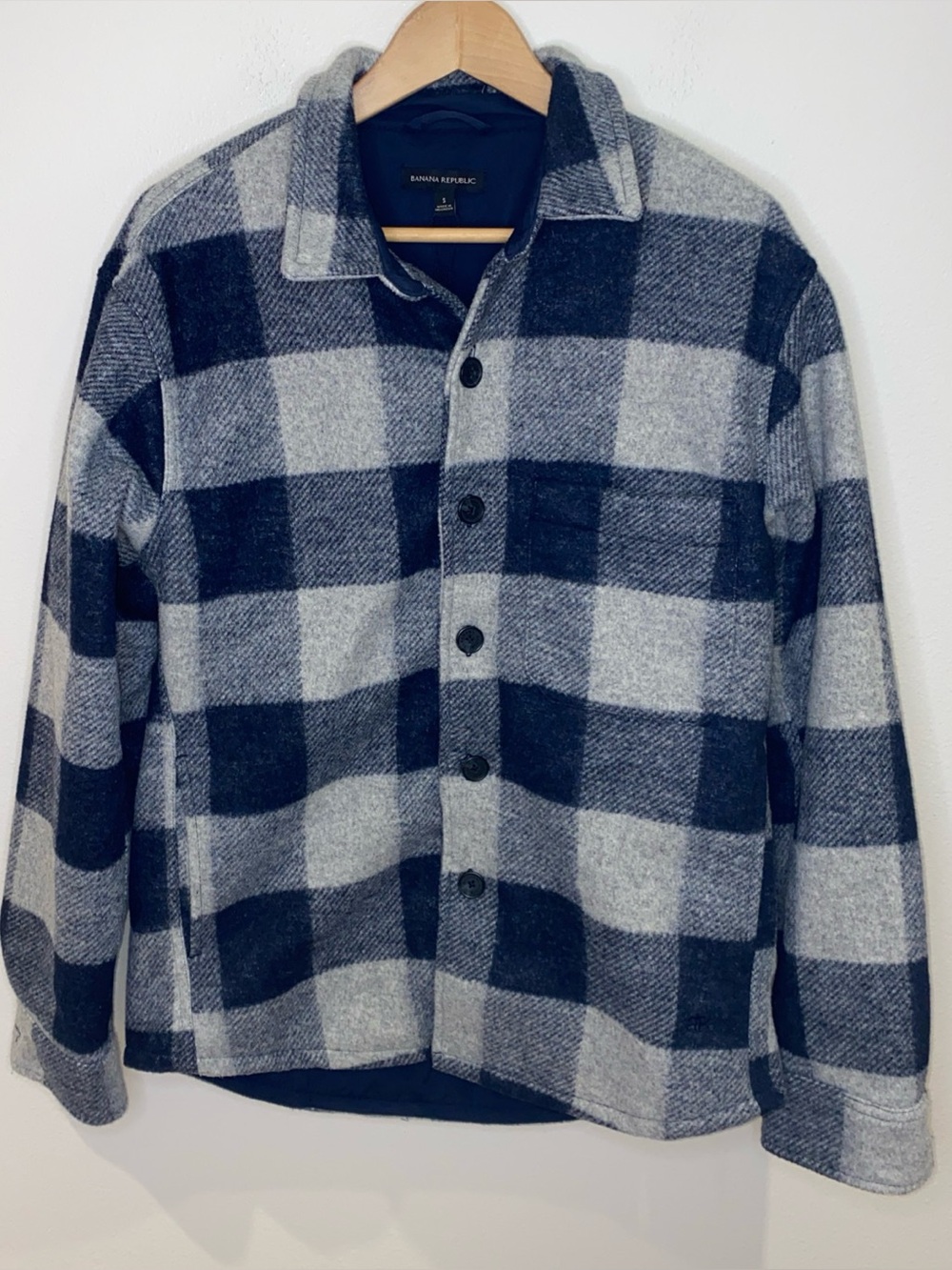 Banana Republic Men's Heritage Shirt Jacket Blue & Gray Plaid Size S